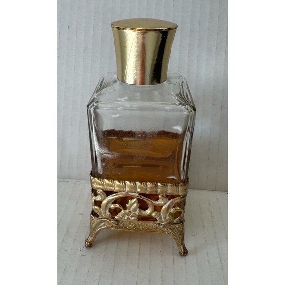 Vintage Filigree Gold-toned Hollywood Regency Perfume Bottles Vanity - Picture 1 of 5